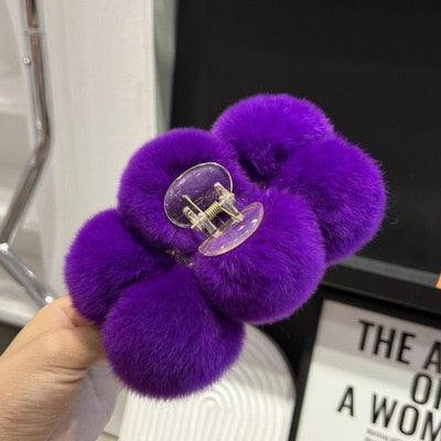 Luxe Rabbit Fur Shark Clip - Chic Hair Claw Accessory