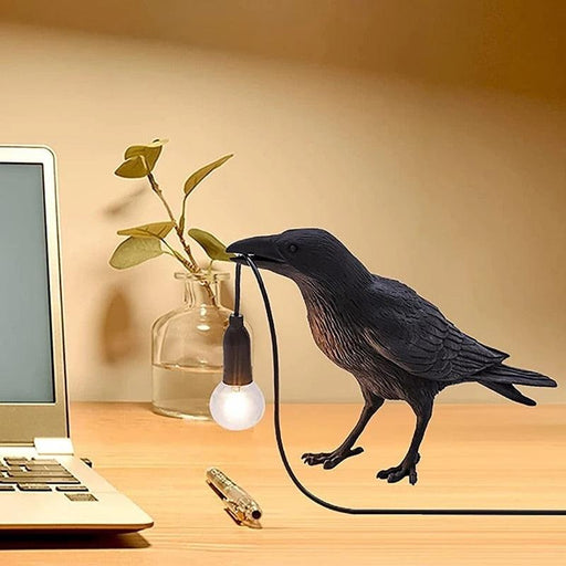 Resin Lucky Bird Crow Wall Lamp Table Lamp Night Light Bedroom Bedside Living Room Wall Lamp Home Decoration-0-Très Elite-White left-EU plug-Très Elite