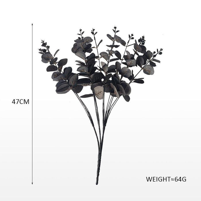 Stylish Eucalyptus Leaf Silk Floral Stems - Chic Black and White Home Accent