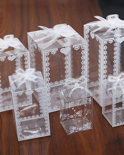 Chic Transparent Lace Design PVC Gift Boxes - Set of 10 for Elegant Gift Presentation