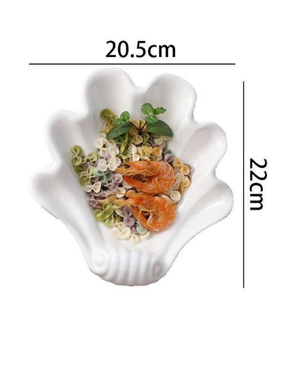 Elegant Shell-Inspired Handcrafted Ceramic Plate Set for Luxurious Dining