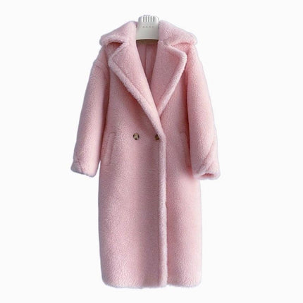 Chic Sophisticated Winter Overcoat: Authentic Lamb Fur Luxury
