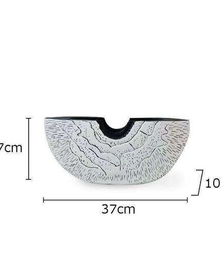 Elegant U-Shaped Floral Resin Vase with Contemporary Ceramic Aesthetic