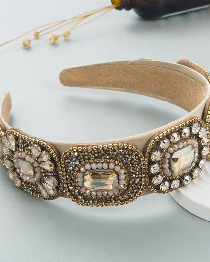 Opulent Botanica Baroque Crystal-Embellished Headband with Floral Glass Accents