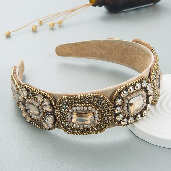 Opulent Botanica Baroque Crystal-Embellished Headband with Floral Glass Accents