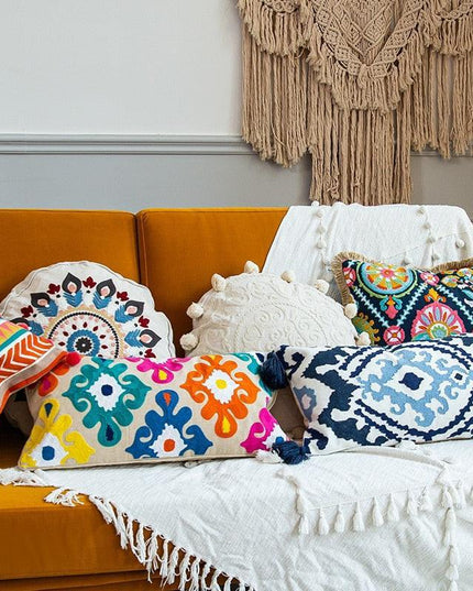 Boho Chic Floral Lumbar Pillow Cover - Stylish Home Decor Accent