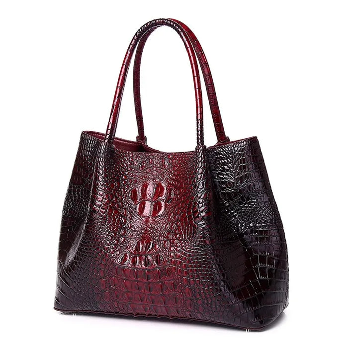 Exquisite Crocodile Embossed Leather Tote for Women