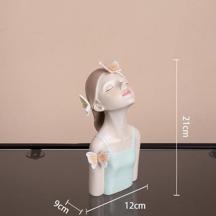 Chic Butterfly Girl Resin Floral Vase - Sophisticated Home Decor Accent