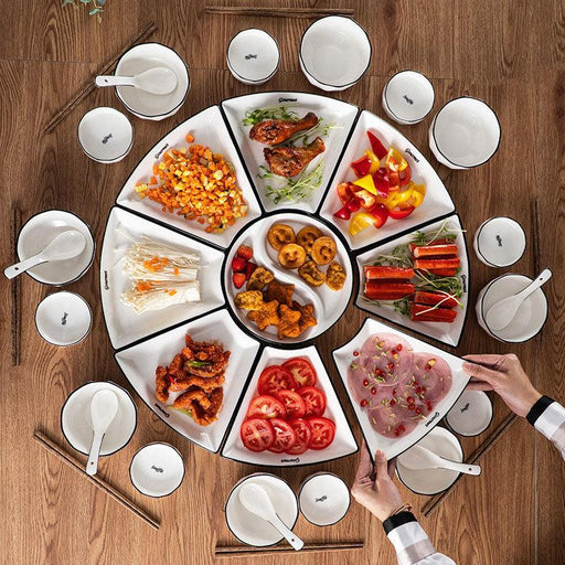 Ceramic Plates Dinner Set Creative Dinnerware Tableware Large Size Serving Porcelain Dishes For Salad Pancakes Steak Set Of 9-0-Très Elite-Très Elite