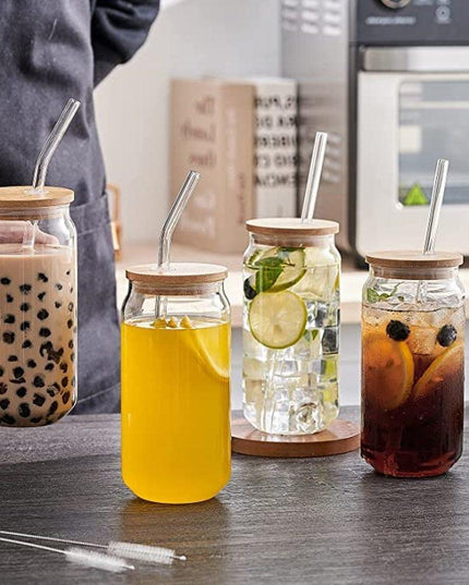 Elegant Can-Shaped Glass Tumbler Set - 4 Premium Cups for Luxurious Beverage Experiences
