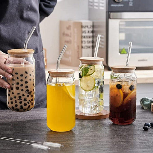 Glass Canister Set for Bubble Tea and Juice - 4-Piece Kit