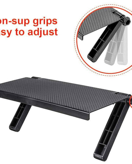 Versatile Adjustable Desktop Stand with Integrated Media Organizer in Chic Black or White