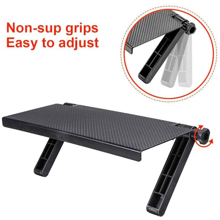 Adjustable Desktop Media Stand with Phone Holder and Anti-Slip Grip - Black or White Option