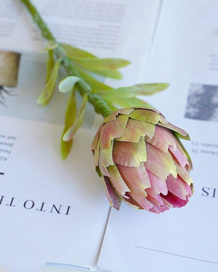 Stunning Faux Artichoke Stem Floral Arrangement - Chic Decor Piece for Contemporary Spaces
