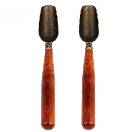 Chic Vintage Stainless Steel Tea Spoon Collection with Elegant Wood Highlights - Ideal for Tea Connoisseurs