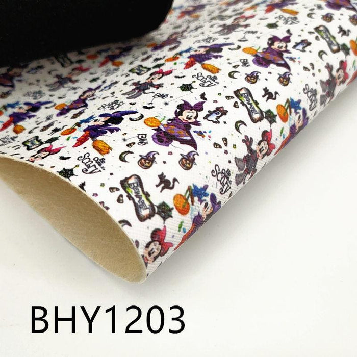 Cartoon Print Synthetic Leather Sheet - Versatile A4 Crafting Material