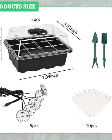 LED Seedling Starter Set with Humidity Control - Complete 5-Tray System for Enhanced Plant Growth