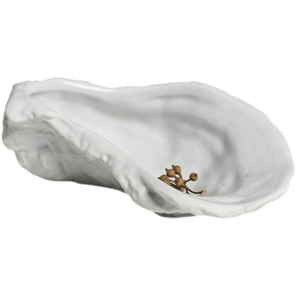 Elegant Oyster-Shaped Fine China Serving Plate for Upscale Dining