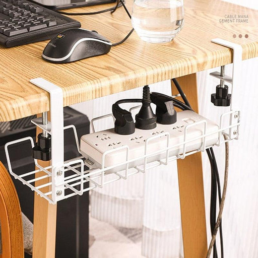Under Desk Cable Management Rack with Wire Storage and Cable Organizer Tray
