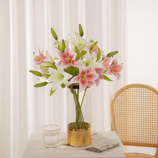 Luxurious Lily and Bud Silk Floral Arrangement