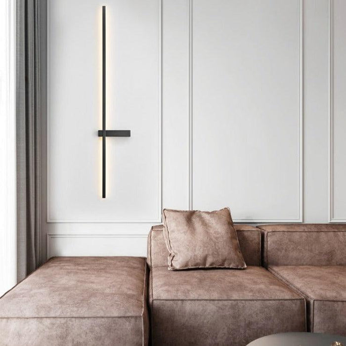 Modern Nordic Brass Long Bar LED Wall Lamp for Minimalist Decor