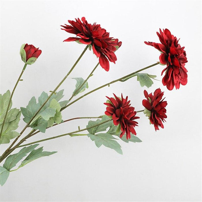 6-Head Large Pink Dahlia Silk Flower Stem for Sophisticated Events and Stylish Interiors