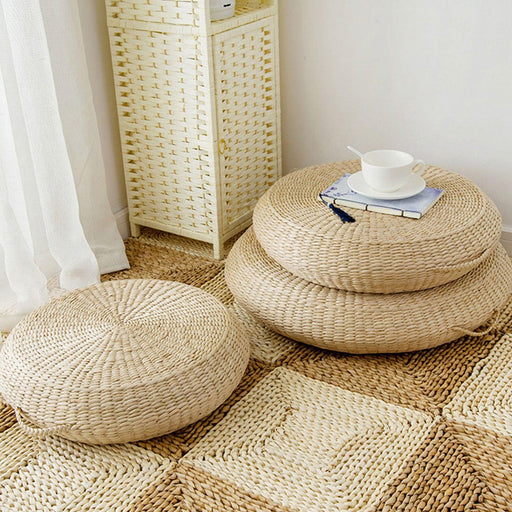 Natural Dandelion Handwoven Tatami Floor Cushion for Relaxation and Meditation