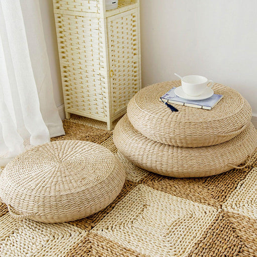 45/50/60cm Tatami Mat Woven Straw Cushion Round Yoga Circle High-quality Natural Cattail Mat Floor Cushions Chair Cushion-0-Très Elite-50cm-SPAIN-Très Elite