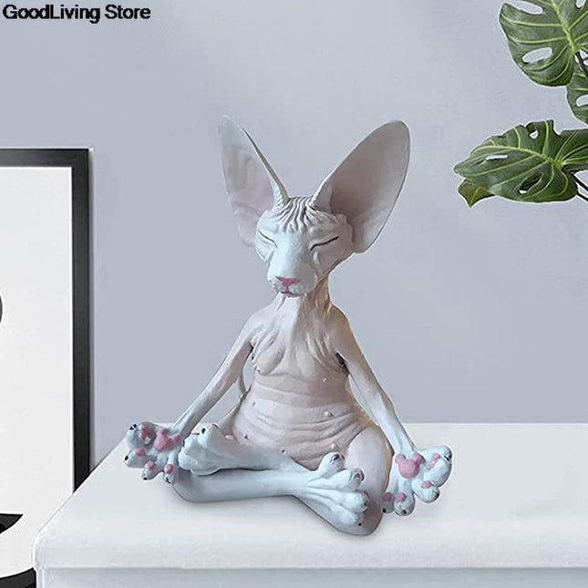 Serene Sphynx Cat Buddha Figurine: Handcrafted Charm for Tranquil Spaces