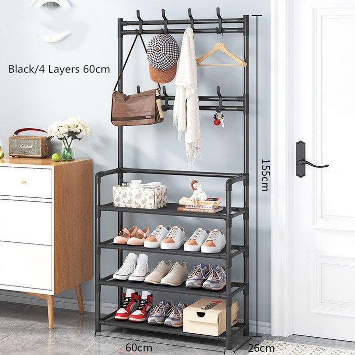 Nordic Entryway Coat Rack with Shoe and Hat Storage Compartment