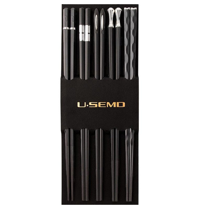 Eco-Friendly Stainless Steel Sushi Chopsticks - Set of 5 Pairs