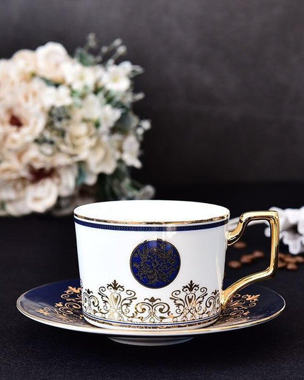 Luxurious Gold-Handled Ceramic Tea & Coffee Cup Collection
