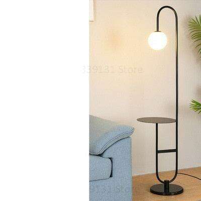 Nordic-Inspired LED Floor Lamp with Built-In Round Table for Modern Interiors