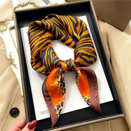 Elegant Leopard Print Silk-like Scarf: Elevate Your Style Game