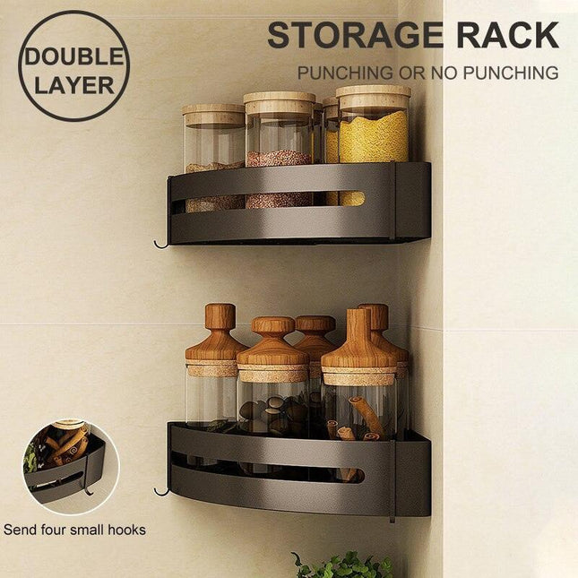 Sleek Multi-Purpose Aluminum Storage Rack with Chic Hooks