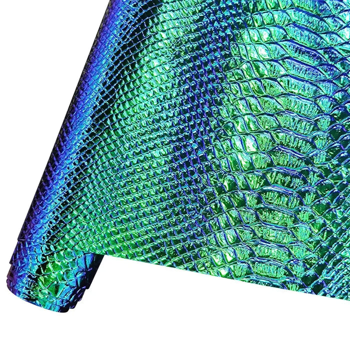 LuxeLeather Holographic Snake Skin Faux Leather Roll - Premium Crafting Material