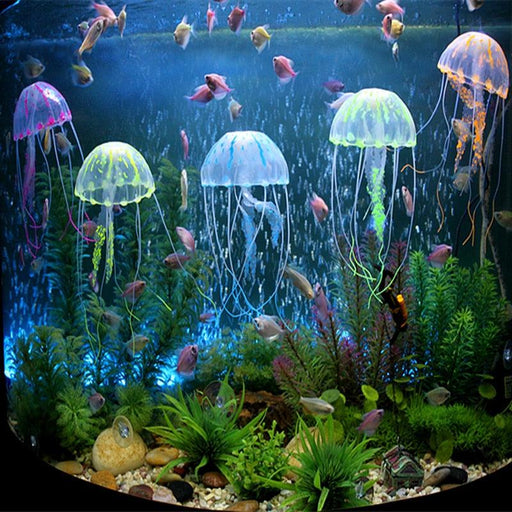 Vibrant Glow-in-the-Dark Jellyfish Aquarium Decor