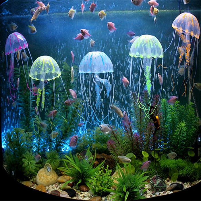 Vibrant Glow Silicone Jellyfish Tank Decor