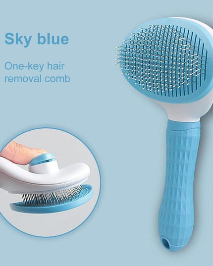 Ergonomic Long-Hair Dog Grooming Brush for Gentle Care