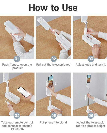 Ultimate Content Creator Selfie Kit: Expandable Tripod with Bluetooth Lighting & Remote