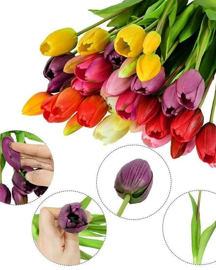 Lifelike Real Touch Tulip Bouquet - Set of 5 Soft Silicone Flowers for Elegant Home and Wedding Decor