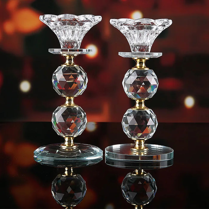 European Elegance Crystal Candle Holder | Luxe Event & Home Decoration