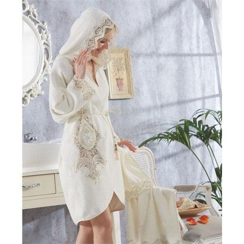 Elegant Retreat: Opulent Botanica Women's French Terry Ruched Bathrobe Set