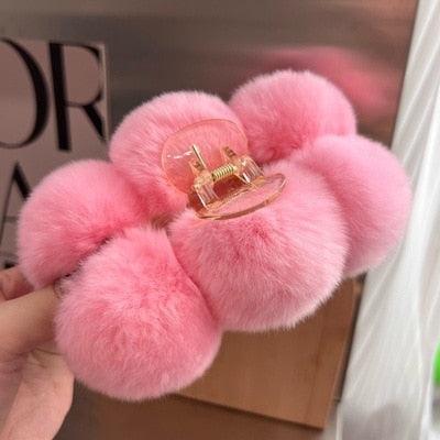 Luxe Rabbit Fur Shark Clip - Chic Hair Claw Accessory