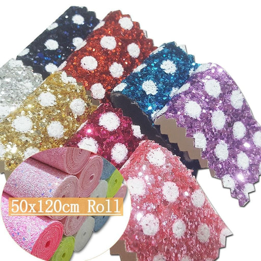 Glittering Elegance: Deluxe Dot Glitter Vinyl Fabric Roll - Ideal for Crafting Excellence