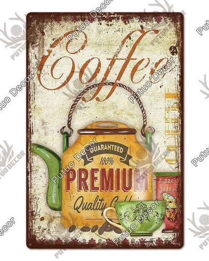 Retro Coffee Metal Sign - Chic Wall Decor for Kitchen, Cafe, or Bar