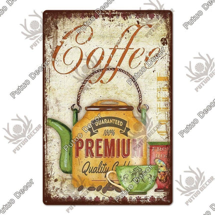 Retro Coffee Shop Metal Sign - Nostalgic Wall Art for Home Décor and Gifting