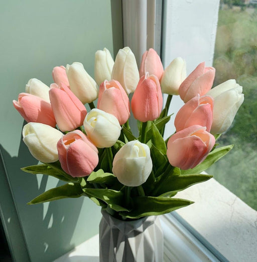 Lifelike Tulip Bouquet: Bundle of 10 Realistic Faux Flowers