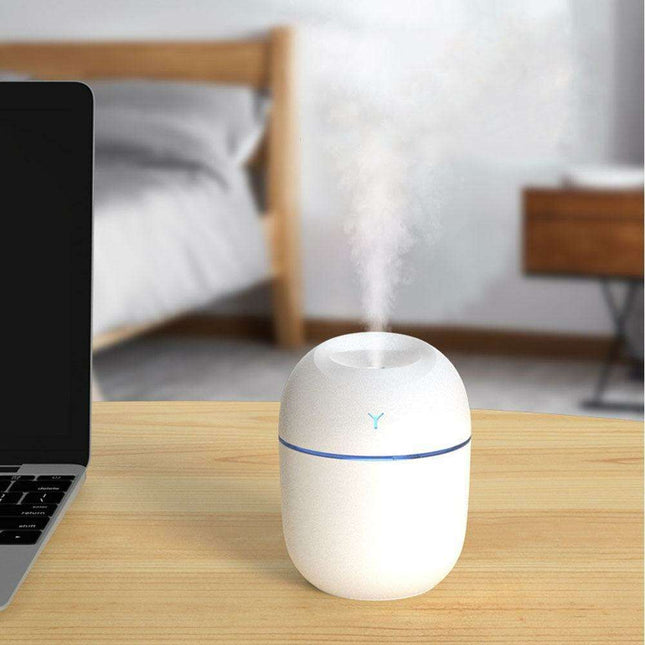 Compact Ultrasonic Essential Oil Diffuser - Mini AromaBreeze Humidifier with LED Light for Travel Relaxation