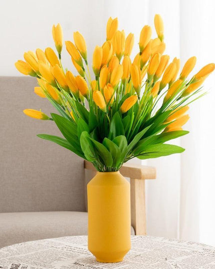 Lively Crimson Mini Tulip Faux Flower Bouquet - Quick Shipping Included